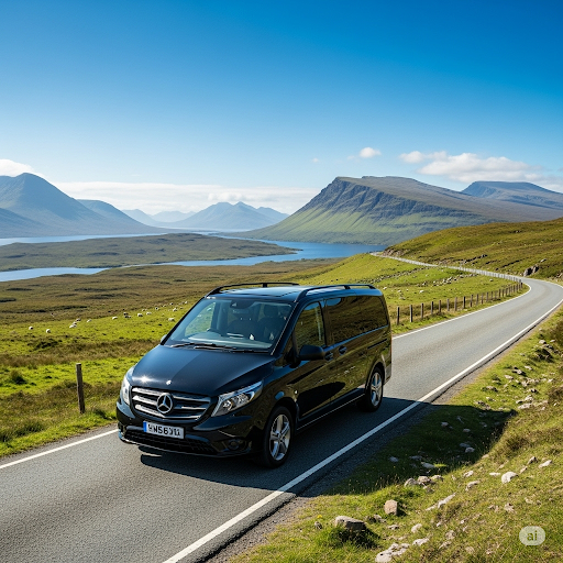 Luxury Mercedes Tourer Van driving around Isle of Skye